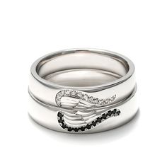 BOGO 40% OFF (Code: H40) Silver Couple Rings, Matching Ring Set, Angel Wings Jewelry, Silver Jewelry Set, Wing Jewelry, Couple Ring, Sparkle Jewelry, Silver Jewellery Sets, Matching Rings