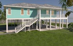 this is an artist's rendering of a house on stilts overlooking the ocean