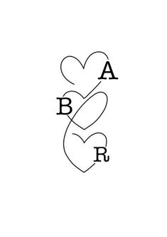 two hearts with the letter b and r in each other's letters, as well as