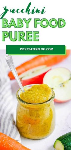 baby food puree in a jar with carrots and apples