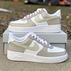 Custom Air Force 1 Brown-shecustomize Air Force 1 Brown, All White Sneakers, New Nike Air Force, Air Force 1 Custom, Custom Air Force 1, Air Force One, Cute Nike Shoes, Force One, Cute Nikes