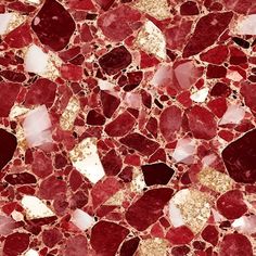 red and gold mosaic tiles with white dots