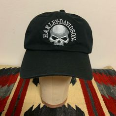 Made By Rh Stratman In St. Louis, Mo. Adjustable Velcro Strap. Never Worn, But The Tag Has Been Removed. Black Cotton Hat With Graphic Print, Harley Davidson Accessories, St Louis Mo, Velcro Straps, Ball Cap, St Louis, Harley Davidson, Accessories Hats, Mens Accessories