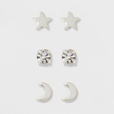 Pair Of Star, Moon, And Cubic Zirconia Button Earring Set - A New Day™ Silver : Target Fancy Yellow Engagement Ring, Fancy Yellow Diamond, Yellow Engagement Rings, Jewelry Post, Dainty Studs, Star Earrings Stud, Hoop Earring Sets, Moon And Star, Star Moon