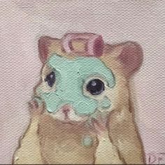 a painting of a hamster wearing a tiara