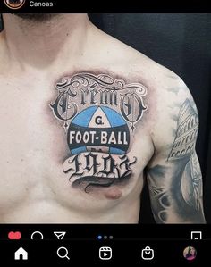 a man with a tattoo on his chest that says,'football all time '