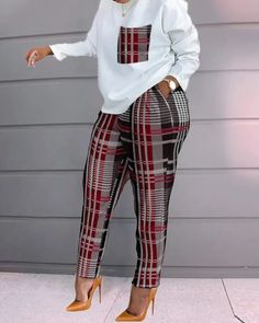 Color: Wine-red, Size: S Casual Red Sets With Pockets, Fall Trousers Sets With Pockets, Casual Fall Sets With Long Pants, Casual Sets With Long Pants For Fall, Leopard Print Fashion, Gray Fashion, Tracksuit Outfit, White Fashion Casual, Fall Pants