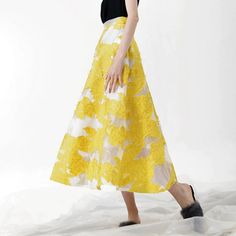 Gender: Women Material: COTTON Material: Polyester Style: High Street Pattern Type: Print Silhouette: Straight Decoration: Embroidery Dresses Length: Mid-Calf Waistline: empire Embroidery Skirt, High Waist Long Skirt, Cheap Skirts, Calf Length Skirts, Spring Clothing, Skirts Midi High Waisted, Yellow Skirt, Long Skirts, Mid Length Skirts