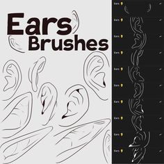 the ear brushes are designed to look like they have been drawn in different colors and shapes