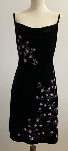 Velvet Flower Dress, Slip Dresses 90s, 90s Betsey Johnson Dress, Alternative Hoco Dresses, Unique Hoco Dresses Long, Vintage Chiffon Dress, Whimsigoth Dress Formal, Vintage Homecoming Dresses 90s, 90s Style Dress