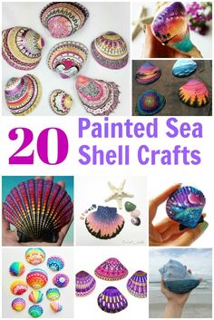 20 painted sea shell crafts with text overlay