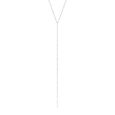 Twinkle Lariat | Ready to Ship by Logan Hollowell Jewelry White Gold Delicate Lariat Necklace, White Gold Lariat Chain Necklace, White Gold Lariat Necklace With Delicate Chain, Dainty White Gold Lariat Necklace With Delicate Chain, Minimalist Lariat Necklace With Satellite Chain, Silver Lariat Necklace With Satellite Chain, Timeless Delicate Lariat Necklace, Formal Long Drop Delicate Chain Necklace, Minimalist White Gold Lariat Necklace With Delicate Chain