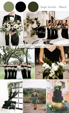 the wedding color scheme is green and black