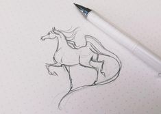 a pencil drawing of a horse on paper