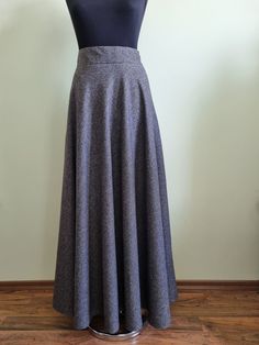 "Grey Maxi Wool Winter Skirt. Elegant Maxi Wool Skirt is interesting and romantic. This item gives you comfort and warmth and will be a favorite garment in your winter wardrobe. You can also add viscose Lining to this skirt, just write to me. 📌 SIZE CHART 📌 📌 Size * XS * (US 2, UK 6, IT 36, FR 34, DE 32, J 3) Bust 33.5\" / 85 cm Waist 26\" / 66 cm Hips 36\" / 91 cm Height 5.3\" / 160 cm 📌 Size * S * (US 6, UK 10, IT 38, FR 34, DE 36, J 7) Bust 35.5\" / 90 cm Waist 28\" / 71 cm Hips 38\" / 97 Fitted A-line Maxi Skirt With Gathered Detail, Fitted A-line Maxi Skirt With Lining, Classic Relaxed Fit Lined Maxi Skirt, Elegant A-line Gathered Maxi Skirt, Classic Full-length Lined Maxi Skirt, Classic Full Length Lined Maxi Skirt, Elegant Full Length Lined Skirt, Classic Flowy Flared Maxi Skirt, Classic Flowy Maxi Skirt