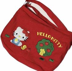 Hello Kitty Anime Children’s Red Style Crossbody Bag Corduroy Retro Shoulder Bag  | eBay Red Harajuku Bags For Everyday Use, Red Harajuku Style Bags For Everyday Use, Harajuku Style Red Bags For Everyday Use, Red Harajuku Style Bag For Daily Use, Harajuku Style Red Bag For Daily Use, Retro Red Cotton Bag, Crochet Star Bag, Cute Shoulder Bags, Kidcore Fashion