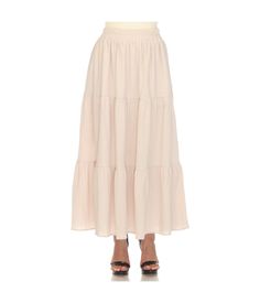 Elevate your fashion game with this flowy and effortlessly chic skirt. This maxi skirt from White Mark boasts a pleated design that adds texture, movement, and a touch of sophistication to your look. Dress it up or down as this skirt is incredibly versatile. Pair it with a tucked in blouse and heels for a sophisticated look or go for a more relaxed vibe with a tucked in tee and sandals and pair it with a jacket on chilly days. Itâ€™s perfect for various occasions and style preferences. Material: Polyester Cream Maxi Skirt, Chic Skirt, Chic Skirts, Tiered Maxi Skirt, Skirt Maxi, White Mark, Night Looks, Maternity Tops, Plus Size Tops