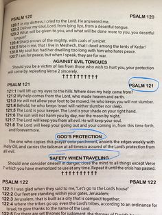 an open bible with the words and numbers in blue highlighted on it, as well as some other text