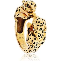 Revel in the craftsmanship that bridges eras with Cartier’s 18K Yellow Gold Double Panthère Ring. An emblem of wild grace, this iconic piece captures the fierce beauty of the panther, a symbol of stealth, power, and elegance. From the moment your gaze locks on the exquisite black enamel spots, meticulously placed on each panther head, the ring draws you into a world where nature and luxury collide. The feline motifs, with their two brilliant green emerald eyes, shine with a mysterious allure, as Luxury Cartier Yellow Gold Rings, Body Wrapping, Panther Head, Ring With Emerald, Emerald Eyes, Yellow Jewelry, Jewelry Appraisal, Ring Pendant Necklace, Jewelry Repair