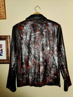 Leather Jacket Art, Lily Costume, Upcycled Leather Jacket, Falling To Pieces, Faith No More, Jacket Art, Custom Leather Jackets, Pieces Of Clothing, Upcycled Leather