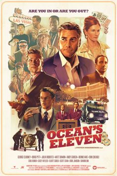 the movie poster for ocean's eleven starring actors from left john bond, james bond and