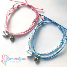 Adjustable Summer Charm Bracelet Gift, Playful Adjustable Blue Charm Bracelet, Cute Adjustable Hypoallergenic Friendship Bracelets, Cute Adjustable Friendship Bracelets For Summer, Blue Braided Bracelet Gift For Summer, Playful White Friendship Bracelets For Summer, Blue Braided Bracelets For Summer Gift, Hypoallergenic Silver Bracelets For Summer, Blue Braided Bracelets As Summer Gift