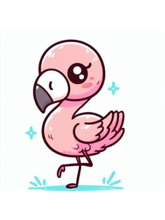 a pink flamingo standing on its hind legs