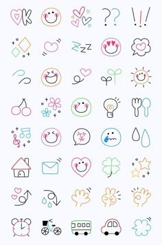 an image of different colored doodles on a white background with the words love written in it