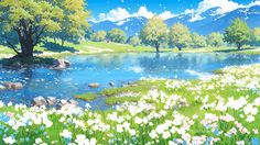 Scenery Wallpaper Anime, Wallpaper Anime Scenery, Wallpaper Scenery, Illustration Landscape, Computer Wallpaper Desktop Wallpapers, Cute Laptop Wallpaper, Desktop Wallpaper Art, View Wallpaper, Art Gallery Wallpaper