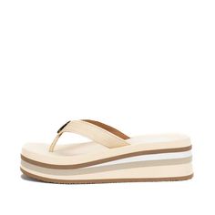 Update your platform game in these retro striped thong sandals. Toe: square Heel Height: 2.25 inches Platform Height: 1.5 inches Materials: faux leather Insole: Signature Yellow Box EVA Outsole: rubber Beige Flip Flops, Platform Thong Sandals, Yellow Box Flip Flops, Platform Game, Consumer Products, Thong Sandals, African Dress, Flip Flop, Summer Shoes