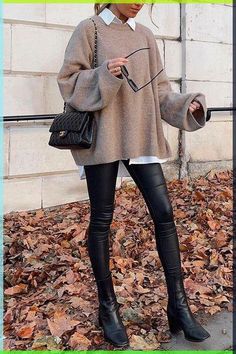 Stile Blair Waldorf, Adrette Outfits, Fest Outfits, Cozy Fall Outfits, Loose Fit Sweater, Crewneck Style, Shein Outfits, Looks Street Style