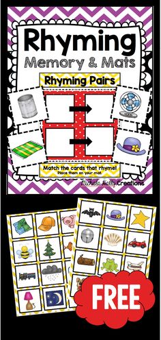 rhyming memory and mats with free printables