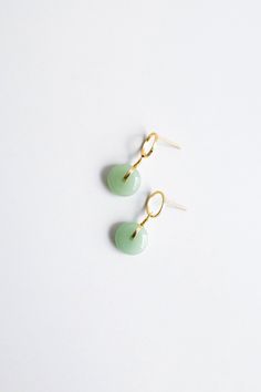 coin-green-hollow-jade-earrings-seree Yellow Gold Jade Earrings, Round Chrysoprase Earrings Gift, Gold Jade Earrings, Minty Fresh, Silver Lab, Hetian Jade, Coin Earrings, Jade Earrings, Us Coins