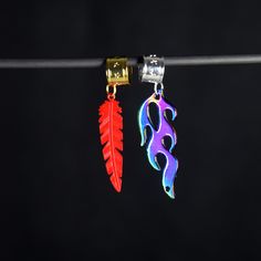 "These handmade, adjustable, adjustable HotWings ear cuffs are perfect for any DabiHawks shipper, fan, cosplayer, or Anime enthusiast! Material: metal/brass, sterling silver plated brass Length Charms: 3/4cm ♦️colors might be different due to light and angle♦️ Prio German shipping/Tracked shipping everywhere else Free Shipping on orders over 35€ worldwide with code \"ISHIPIT35\" !" Red Fantasy Jewelry For Cosplay, Adjustable Red Fantasy Jewelry, Red Fantasy Jewelry, Mha Jewelry, Hawks Aesthetic, Dabi Hawks, Hawks Mha, Feather Ear Cuff, Hippie Accessories