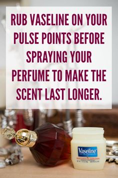 Click through for more genius beauty hacks. Make Perfume Last Longer, Make Perfume, Clean Hacks, Diy Beauty Hacks, It Goes On, Vaseline, Belleza Natural, Too Faced