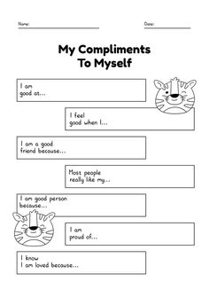 the worksheet for my compliments to myest