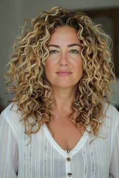 Elevate your natural beauty with a striking blend of blonde balayage and natural curls. This expert technique not only enriches your hair's texture but also brings out a radiant, sun-kissed glow that is sure to turn heads. The depth and dimension created by this combination give your curls an effortless yet sophisticated look that exudes charm and style. Natural Curly Blonde Hair, Natural Curly Hair Blonde, Curly Hair Blonde Balayage, Blonde Highlights Curly Hair, Curly Hair Blonde, Hair Blonde Balayage, Hair Styles For Medium Hair, Medium Length Curls, Styles For Medium Hair