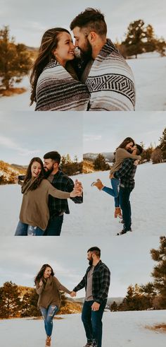 two people holding hands in the snow