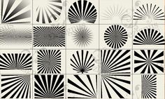 black and white art deco wallpaper with sunbursts in the center, on an off white background