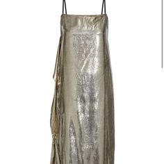 Nwt Helmut Lang Gold Metallic Slip Dress, 2. Tags Attached Price Was $2,555 But Currently Retails For $768. Some Of The Gold Flecks Are Bent But Just Needs A Good Steam. Leather Feel Straps, Lined. Luxury Gold Midi Dress For Evening, Metallic Silk Dress For Gala, Metallic Silk Dresses For Gala, Pre-draped Gold Dress For Formal Occasions, Luxury Gold Dress For Dinner, Metallic Silk Dress For Evening, Luxury Metallic Dress For Night Out, Metallic Silk Cocktail Dress, Chic Metallic Midi Dress For Formal Occasions