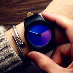 Lover's Watches-Genuine Leather waterproof future new concept color watch tide men tide women fashion table wild belt quartz watch giftModel Number:32818472250 Modern Purple Watch With Round Dial, Black Watch, Quartz Watch, Women Fashion, Wrist Watch, Genuine Leather, Leather, Color