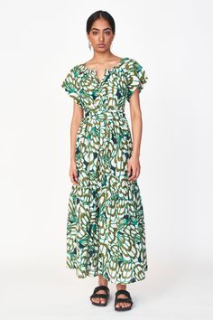 Vienna Maxi in Moss Shell (Starts Shipping May 24) Belted Maxi Dress For Garden Party, Green Maxi Dress For Daywear, Green Summer Maxi Dress For Daywear, Cotton Belted Maxi Dress, Belted Maxi Dress For Daywear, Braided Belt, Pajama Robe, Tiered Maxi Dress, Body Size