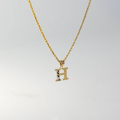 *The pendant COMES WITH the chain if you select one of our chain options *5% OFF TOTAL PRICE, when you purchase the chain and pendant combo (The price shown is after the discount) You're a person of class and sophistication so you deserve nothing but the best. This 14K solid gold diamond cut lettering pendant redefines how you wear lettering necklaces. The exquisite tarnish-resistant and hypoallergenic piece is handmade from the finest 14K solid gold, decorated with radiance through the brillian H Initial Necklace, H Initial, Necklace Charm, Letter Pendants, Initial Pendant, Brilliant Diamond, Box Chain, Rope Chain, Diamond Cut