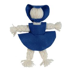 a blue and white stuffed animal with yarn on it's legs, in the shape of a ball