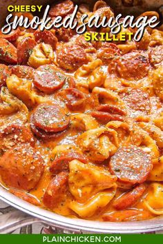 this cheesy smothered sausage skillet is an easy and delicious side dish