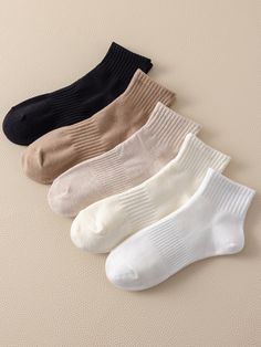 5pairs Women Solid Casual Ankle Socks Multicolor    Knitted Fabric Plain    Women Socks & Hosiery, size features are:Bust: ,Length: ,Sleeve Length: Socks Ankle, Ankle Socks Women, Women Socks, Headband Styles, Color Shorts, Short Socks, Inspiration Mode, Socks And Hosiery, Ankle Socks