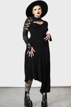 Aubrette Dress | Killstar Witchy Fashion Plus Size, Plus Size Goth Outfits, Goth Maternity, Baddie Costumes, Plus Size Goth, Dark Designs, Gothic Dresses, Casual Goth, Gender Neutral Clothes