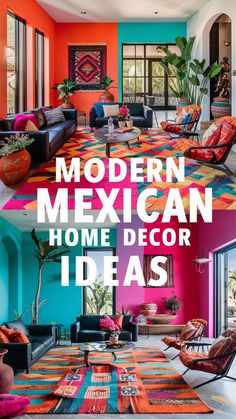 colorful living room with modern mexican home decor ideas