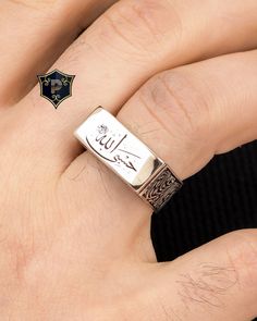 Rings For Muslim, İslamic Engraved Silver Ring, Religious Ring, Hasbiyallah Engraved Silver Ring, 925 Sterling Silver, Men's Handmade Ring ✦ Details ✦ * Material: 925 Sterling Silver * Weight: 11,50  grams * Sides oxidized. * Stamp: 925 * Available sizes; 5 US to 16 US. Contact me if you need any other size! ✦ Shipping ✦ * Processing time: 1-3 business days. * This item ships from my Turkish workshop in Istanbul. * Add your phone number in address box for a smoother delivery. That makes courier Islamic Wedding Ring, Islam Jewelry, Silver Spiritual Signet Ring Gift, Silver Spiritual Signet Ring With Polished Finish, Islamic Rings For Men, Engraved Silver Ring, Silver Engraving, Luxury Gift Box, Personalized Products