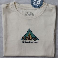 New With Tag Life Is Good Women`S Crusher "All Together Now" Tent T-Shirt In Size S (Small). Color Is Ivory / Off White / Cream. 100% Cotton. Cotton Screen Print Tops For Outdoor Activities, Cotton Crew Neck Top For Camping, Relaxed Fit Cotton Top For Camping, White Summer Tops For Camping, White Screen Print Top For Camping, White Screen Print Tops For Camping, Cotton Graphic Tee For Camping, White Crew Neck T-shirt For Camping, Cream Cotton T-shirt With Graphic Print